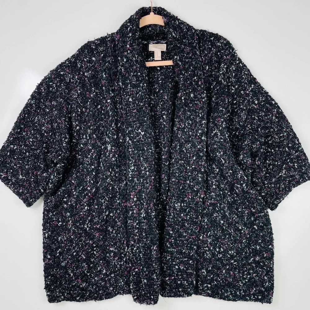 Forever 21 Black Purple Speckled Open Cardigan Size Medium